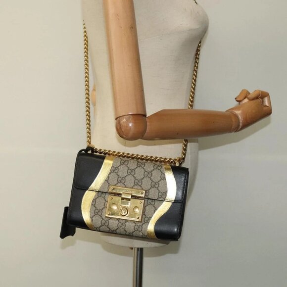 GUCCI GG Supreme Chain Shoulder Bag PVC Leather Beige 432182 Auth bs22457 - Picture 3 of 16
